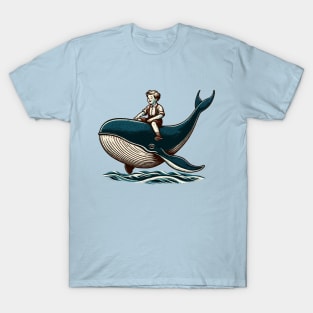 Kid riding on a whale T-Shirt